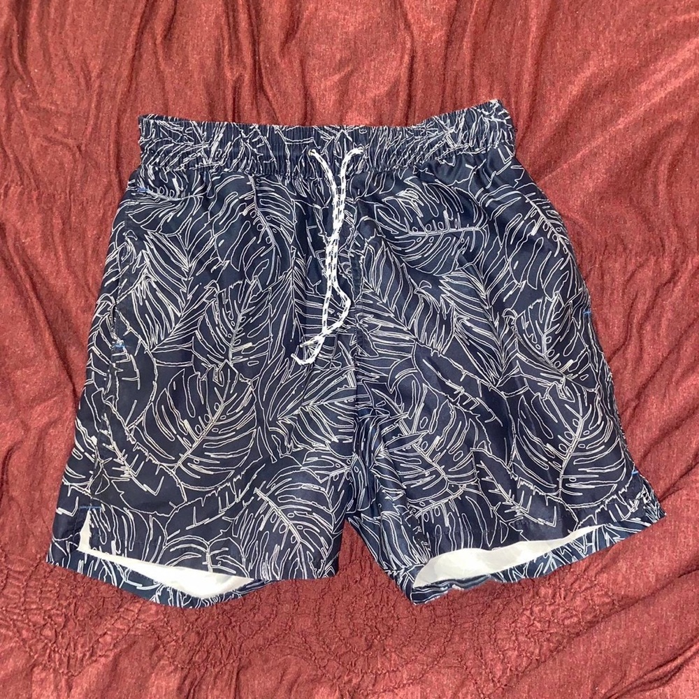 skater board stretch shorts navy white floral bottoms active street swimwear